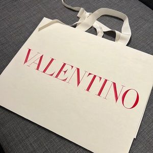 Authentic Valentino Paper Shopping Bag with Plastic Rain Cover
